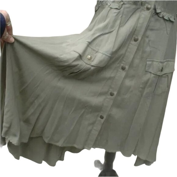 Matilda Jane Canopy Shirt Dress Women's Size Small Army Green Button Down Dress - Picture 5 of 7